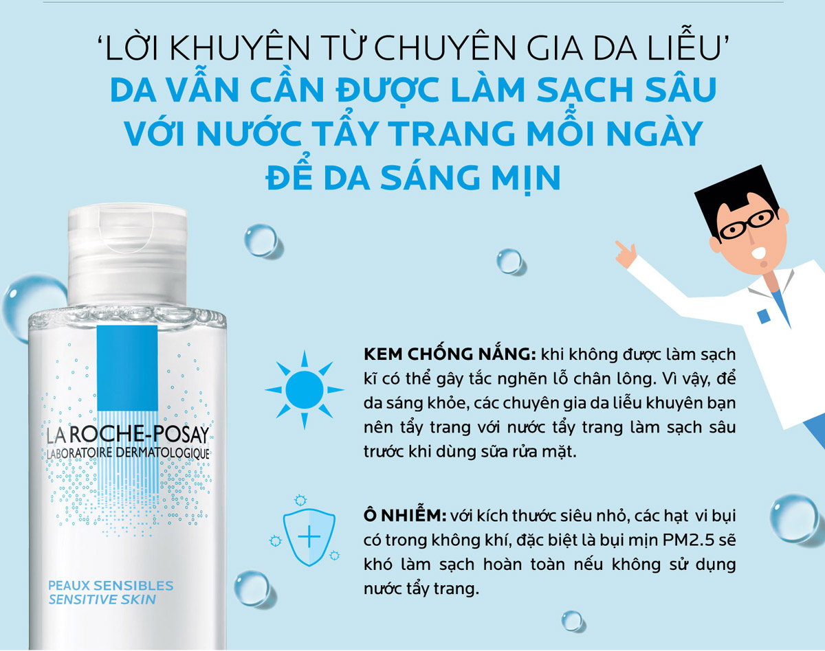 Nước Tẩy Trang La Roche-Posay Micellar Water Ultra Sensitive Skin phù hợp sử dụng hằng ngày Nước Tẩy Trang La Roche-Posay Micellar Water Ultra Sensitive Skin phù hợp sử dụng hằng ngày để làm sạch sâu da