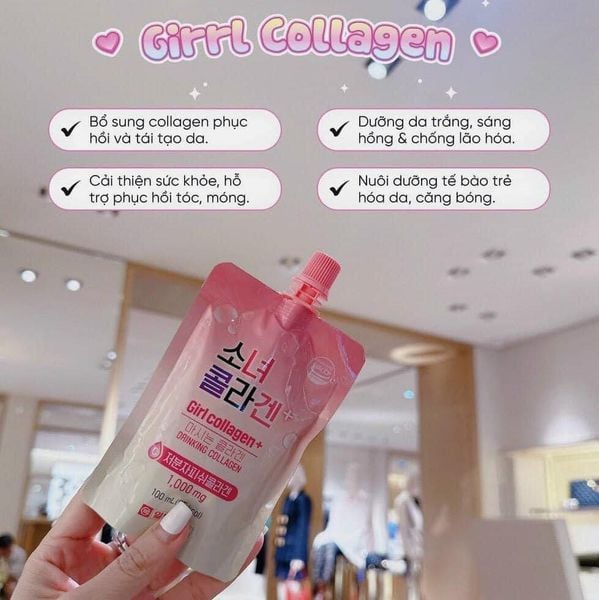 Nước Uống Collagen Dạng Túi Girl Collagen+ Hàn Quốc Giúp Đẹp Da (100ml x 10 Túi) 1 nuoc uong collagen dang tui girl collagen han quoc giup dep da 100ml x 10 tui 3101