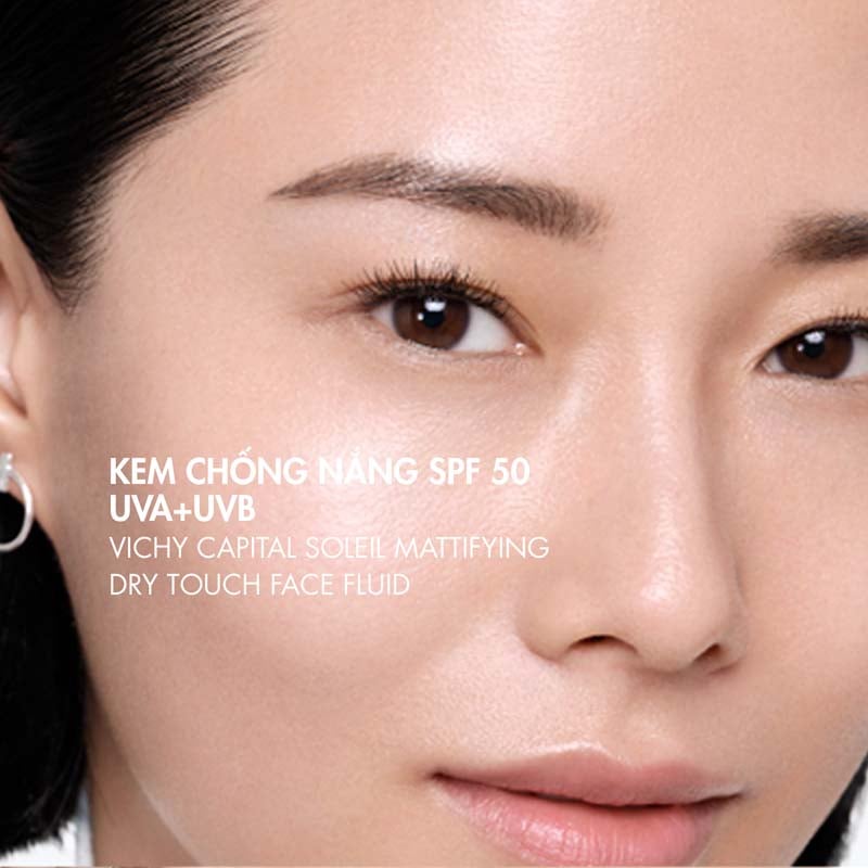 Kem Chống Nắng Vichy Cho Da Dầu, Không Nhờn Rít Dry Touch SPF50+ 50ml 3 Kem Chống Nắng Vichy Cho Da Dầu, Không Nhờn Rít Ideal Soleil Mattifying Face Fluid Dry Touch SPF50+ 50ml